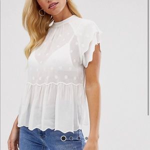 Nwt River Island embroidered top in white size 6